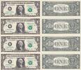 USA 4 x 1 Dollar Dollar-Bogen, -