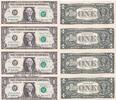 USA 4 x 1 Dollar Dollar-Bogen, signiert von Mary Ellen Withrow, Schatzmeister USA, -