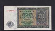 Deutschland, DDR, 10 Mark Ro.343d, DDR-5, KN 7 stellig Serie: AF, mit Plattennummer 86/125, -