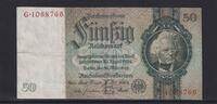 Deutsches Reich, Drittes Reich, 50 Reichsmark Ro.175a, DEU-210a, Friedensdruck, KN 7 stellig, Udr. Bst. E, Serie: G, -