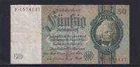 Deutsches Reich, Drittes Reich, 50 Reichsmark Ro.175a, DEU-210a, Friedensdruck, KN 7 stellig, Udr. Bst. E, Serie: F, -
