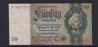 Deutsches Reich, Drittes Reich, 50 Reichsmark Ro.175a, DEU-210a, Friedensdruck, KN 7 stellig, Udr. Bst. X, Serie: Y, -