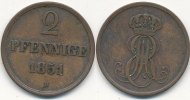 Altdeutschland 2 Pfennige 1851 B Hannover ss 83.59 元 含税 ＋  75.30 元 运费