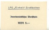 Deutschland MDN 5.- DDR LPG Geld -