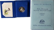 Australien 10 Dollars Australien, 10 Dollars, Schwarzhalsstorch/Jabiru, 1991, PP, inkl. Originaletui -