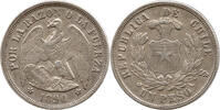 Chile 1 Peso Republic of Chile, POR LA RAZON O LA FUERZA, rare, uncertified, LMU -