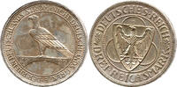 Weimarer Republik 3 Mark Münzzeichen D - München, Zur Rheinlandräumung, schöne Patina -