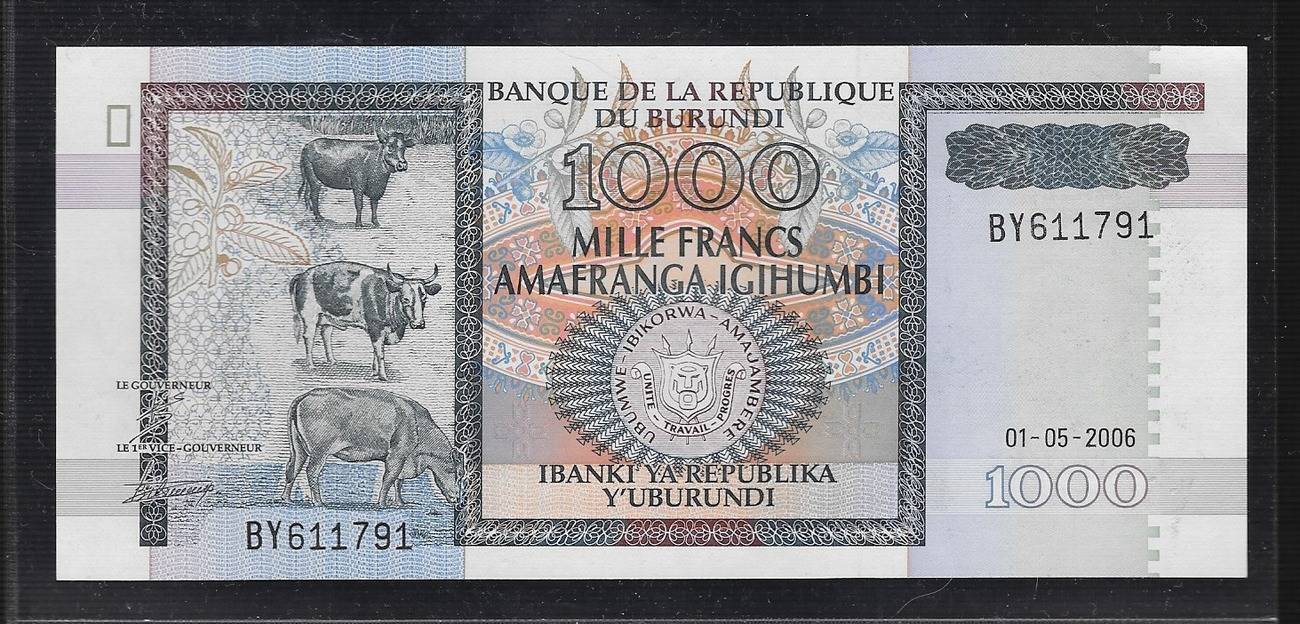 1000 francs 01.05.2006 burundi série by quasiment gem unc