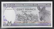 RWANDA 100 Francs Serie: Z . Zebras. Zèbres . -