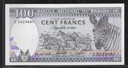 RWANDA 100 Francs Serie: Z . Zebras. Zèbres . -