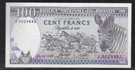 RWANDA 100 Francs Serie: Z . Zebras. Zèbres . -