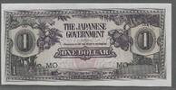 MALAISIE. 1 DOLLAR. OCCUPATION JAPONAISE . Serie: MO .Der Banknotendruck ist verzogen! -