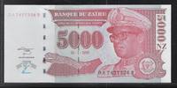 ZAÏRE 5'000 Nouveaux Zaïres Maréchal Mobutu Sese Seko. Série: DA/B . -