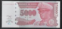 ZAÏRE 5'000 Nouveaux Zaïres Maréchal Mobutu Sese Seko. Série: DA/B . -