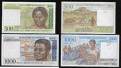 MADAGASIKARA / MADAGASCAR 500 Francs/100 Ariary. 1000 Francs/200 Ariary. Junge Frau, Junger Mann aus Madagaskar. Jeune femme, jeune homme de Madagascar. -