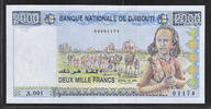 DJIBOUTI. 2000 Francs. 1er Alphabet, 1. Serie: A.001 . -