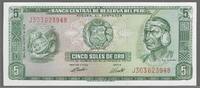 PERÚ/PÉROU. 5 Soles de Oro. 15/08/1974. Serie: J303 . Fast NEU/I-. 31.73 元 含税 ＋  308.97 元 运费