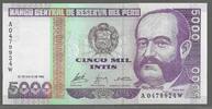 PERÚ/PÉROU. 5000 Intis. 28/06/1988. Serie: A/W . Fast NEU. I-. 20.88 元 含税 ＋  308.97 元 运费