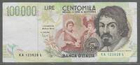 ITALIA/ITALIE. 100000 Lire. CARAVAGGIO. 2ème. type. Serie: KA/L . -