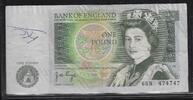 GRANDE BRETAGNE 1 Pound Reine Élisabeth II . Serie: 65N N° 474747 . -