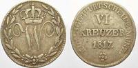 Württemberg 6 Kreuzer Wilhelm I. 1816-1864. -