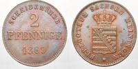 Sachsen-Meiningen Cu 2 Pfennige Georg II. 1866-1914. -