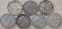 Hessen 5 Mark Ludwig III. 1848-1877 Konvolut 7 Stück J. 67 -