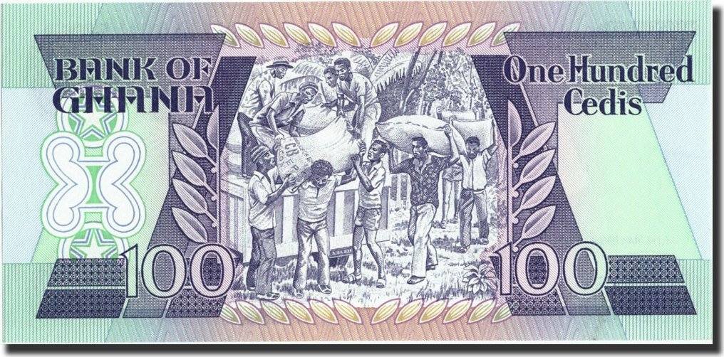 100 cedis 1984 ghana banknote 1984-05-15 km:26a unc(65-70)