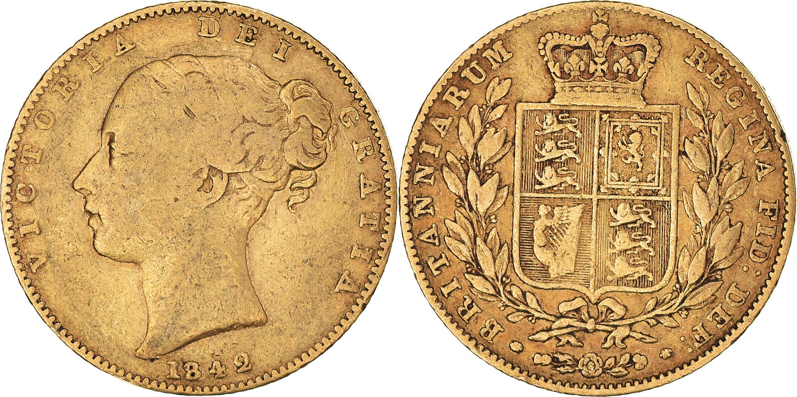 Great Britain Sovereign 1842 London Coin, Victoria, London, Gold VF(30 ...