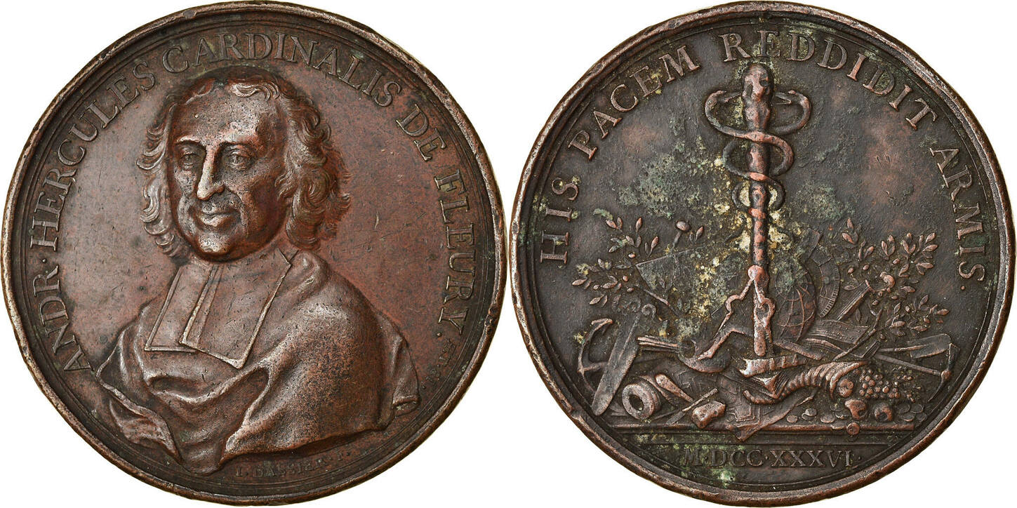 France Medal 1736 Louis XV, Le Cardinal Fleury et la Paix de 1735 ...