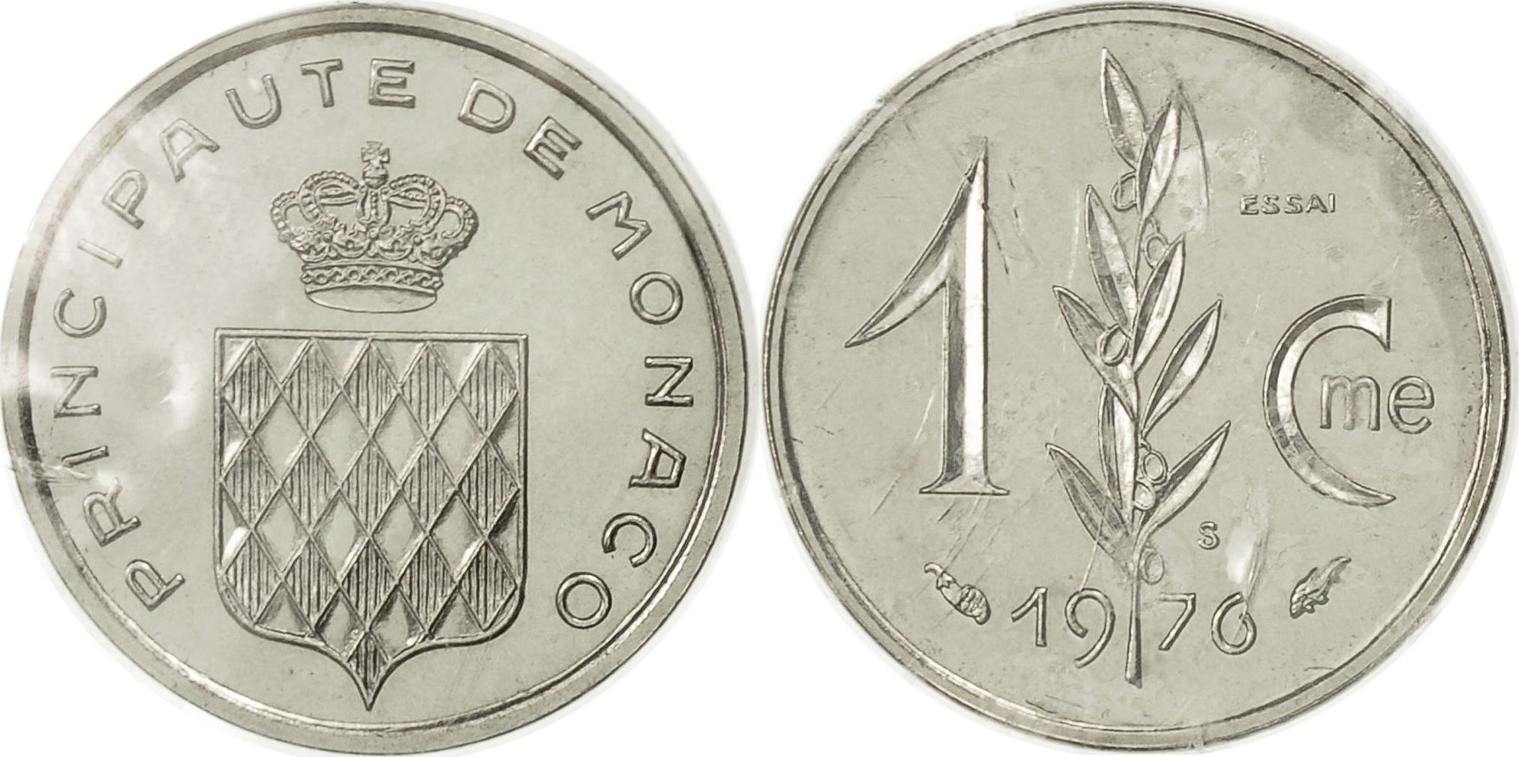 centime 1976 monaco coin, stainless steel, km:e68, gadoury:mc