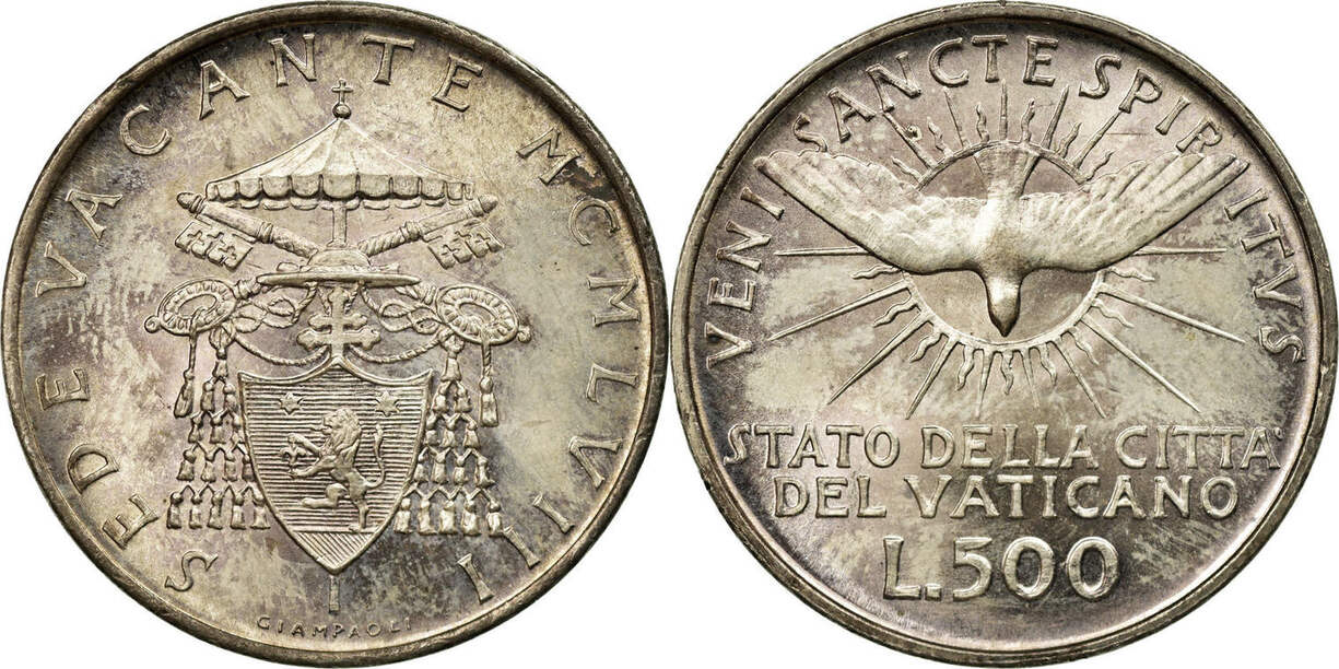 500 lire 1958 roma vatican city coin, sede vac