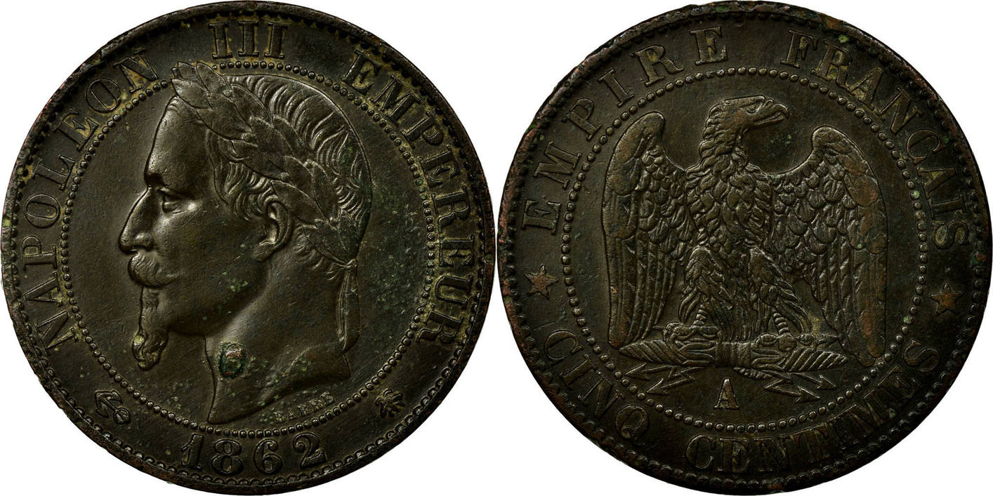 5 centimes 1862 a france coin, napoleon iii, napoléon iii