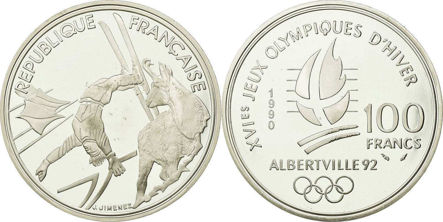 100 francs 1990 paris france coin, paris, silver, km:983