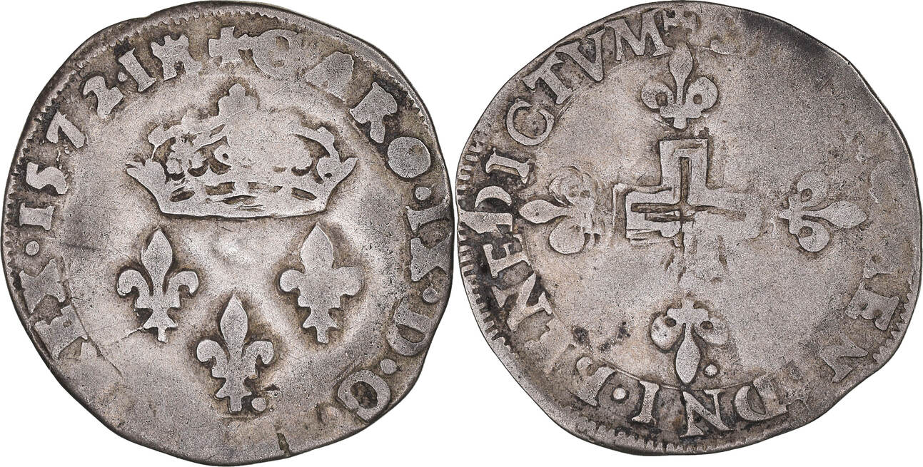 France Double Sol Parisis 1572 Limoges Coin, Charles IX, Limoges ...