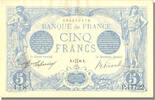 France 5 Francs 5 F 1912-1917 ''Bleu'', KM #70, 1916-05-06,. -