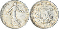 France 50 Centimes Coin, Semeuse, Paris, Silver, KM:854 -