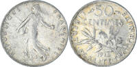 France 50 Centimes Coin, Semeuse, Paris, Silver, KM:854 -