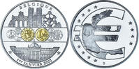 Belgium Medaille Adoption de l'Euro, Politics, Silver Plated -