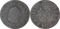 France Double Tournois Coin, Henri IV, Paris, Copper -