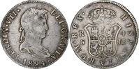 Spain 4 Réales 1824 Seville Ferdinand VII, Seville, Silver, KM:476.3 S+ 962.23 元  ＋  41.42 元 运费