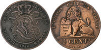 Belgium 5 Centimes Leopold I, Brussels, Copper, KM:5.1 -