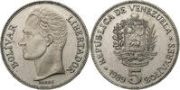 Venezuela 5 Bolivares Nickel Clad Steel, KM:53a.2 -