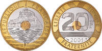 France 20 Francs 2001 Paris Coin, Mont Saint Michel, Paris, Proof STGL 116.36 元  ＋  41.29 元 运费