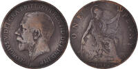 Great Britain Penny Coin, George V, Heaton, Bronze, KM:810 -