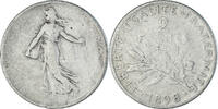 France 2 Francs Coin, Semeuse, Paris, Silver, KM:845.1 -