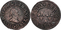 France Denier Tournois Coin, Henri III, Paris, Copper -