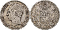 Belgium 5 Francs, 5 Frank Coin, Leopold I, Brussels, Silver -