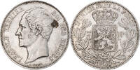 Belgium 5 Francs, 5 Frank Coin, Leopold I, Brussels, Silver -