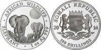 Somalia 100 Shillings Elephant, Proof, Silver -
